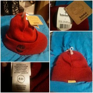 Timberland Brand New Kids Unisex Age 8-20 Red Toque
